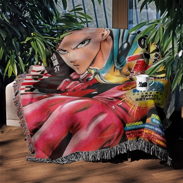One Punch Manga Cover Woven Tapestry Throw Blanket – Perfect Gift, Room & Home Decor, Anime-Inspired Accent - Image 3