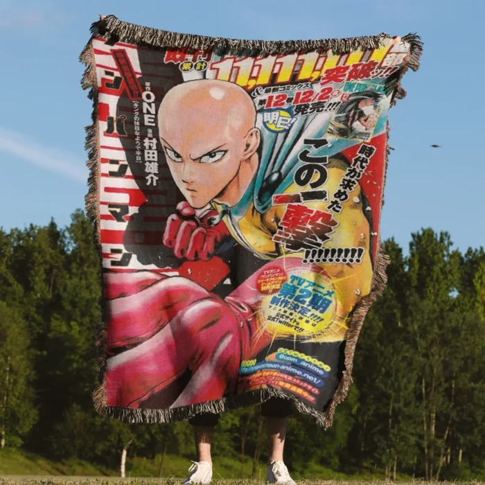 One Punch Manga Cover Woven Tapestry Throw Blanket – Perfect Gift, Room & Home Decor, Anime-Inspired Accent - Image 4