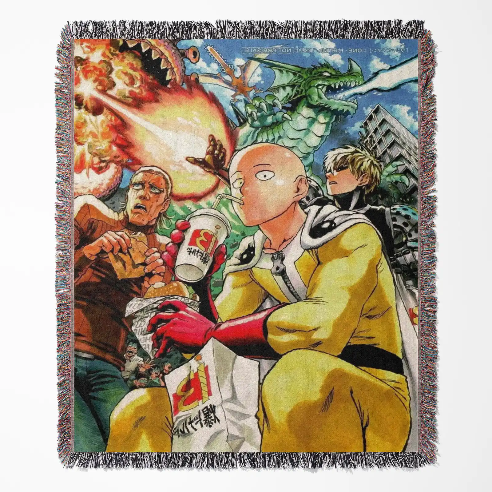 one-punch-man-woven-blanket-tapestry-7 One Punch woven tapestry throw blanket, stylish wall rug and room decor, a perfect collectible gift for fans of the One Punch Man series.