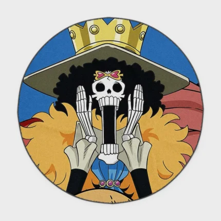 For fans of *One Piece*, this Brook round rug is a stylish addition to any gaming setup or bedroom decor. Its unique design brings the iconic character into your space.