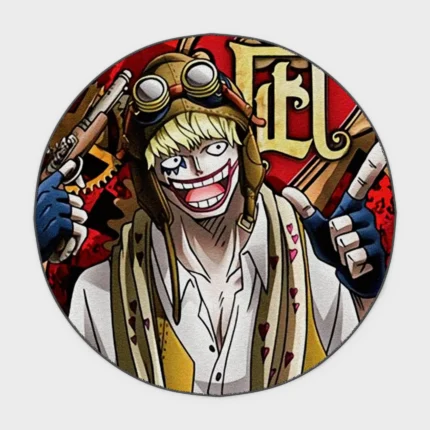 For fans of *One Piece*, this Corazon round rug brings a unique and heartfelt touch to your bedroom or as a collector’s gift. Its design adds a warm and emotional vibe to your decor.
