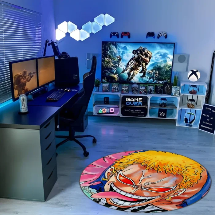 Doflamingo Round Rug – Cool Floor Mat for Gaming Room or Otaku Decor - Image 3