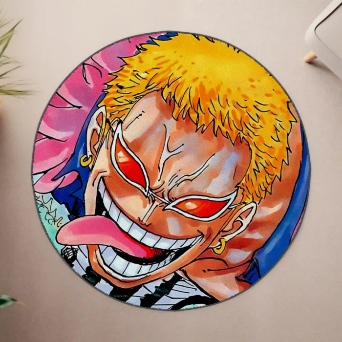 Doflamingo Round Rug – Cool Floor Mat for Gaming Room or Otaku Decor - Image 4