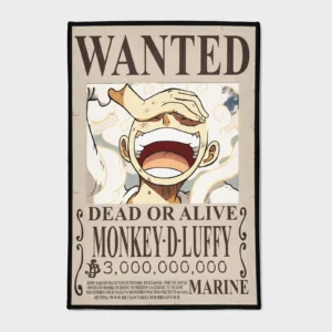 Bring the iconic Luffy Wanted poster to your space with this cool rug. Ideal for boys' bedrooms or gaming rooms, it adds a bold and adventurous vibe to your space.