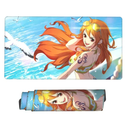 This Nami mouse pad is a cute One Piece desk mat, ideal for cozy bedrooms, gaming setups, or otaku spaces. A fun gift for anime lovers.