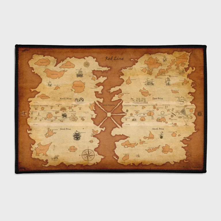 Bring the world of *One Piece* to life with this Red Line map rug. It’s a unique addition to any room, perfect as a gift for fans or for adding a personal touch to your space.