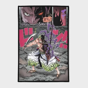 Bring the swordsmanship of *One Piece* into your space with this Zoro rug. Perfect for your gaming room or boys' room decor, it adds an epic and bold touch to your space.