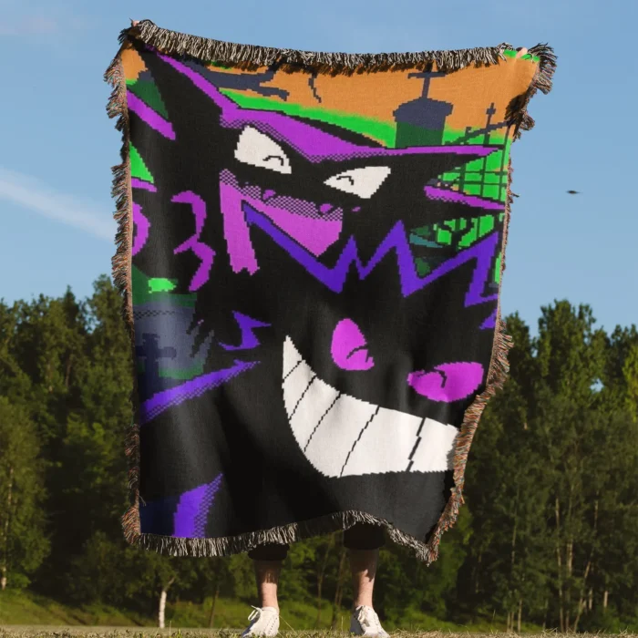 Gengar Woven Tapestry Throw Blanket – Spooky Wall Art, Cozy Room & Home Decor, Anime Throw - Image 4