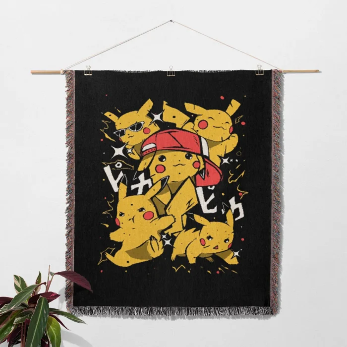 Pikachu Woven Tapestry Throw Blanket – Cute Wall Rug, Room & Home Decor, Iconic Throw - Image 2