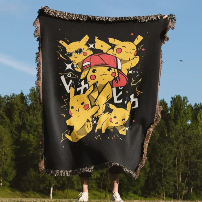 Pikachu Woven Tapestry Throw Blanket – Cute Wall Rug, Room & Home Decor, Iconic Throw - Image 4