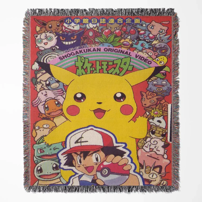 Poke Manga Cover woven tapestry throw blanket, popular wall art, room decor, and a collectible throw featuring the iconic manga cover artwork.