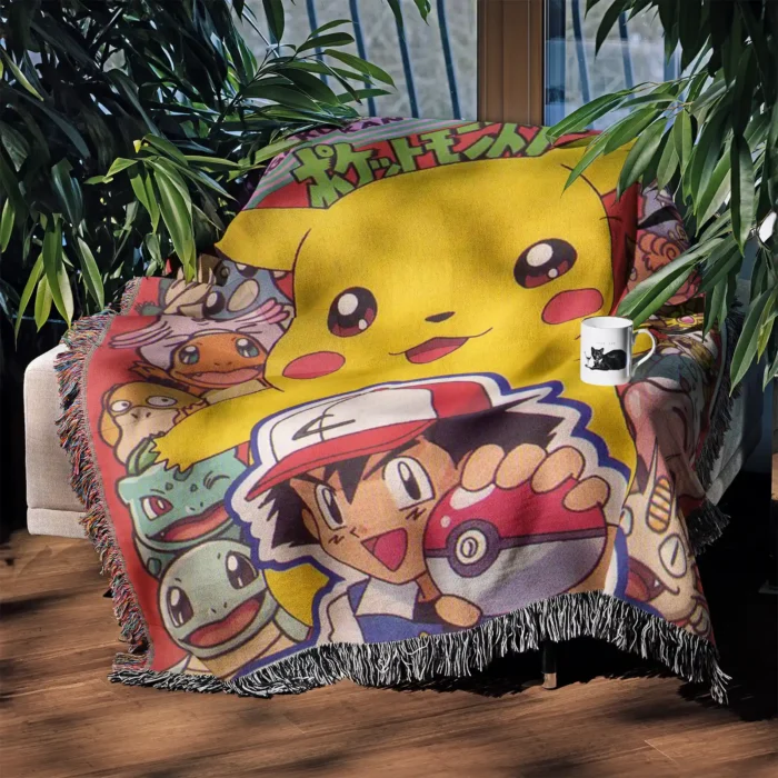 Poke Manga Cover Woven Tapestry Throw Blanket – Popular Wall Art, Room & Home Decor, Collectible Throw - Image 3
