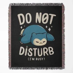 Snorlax woven tapestry throw blanket, relaxed wall art, cozy home and room decor, the perfect addition for fans of the lovable and lazy Pokémon.