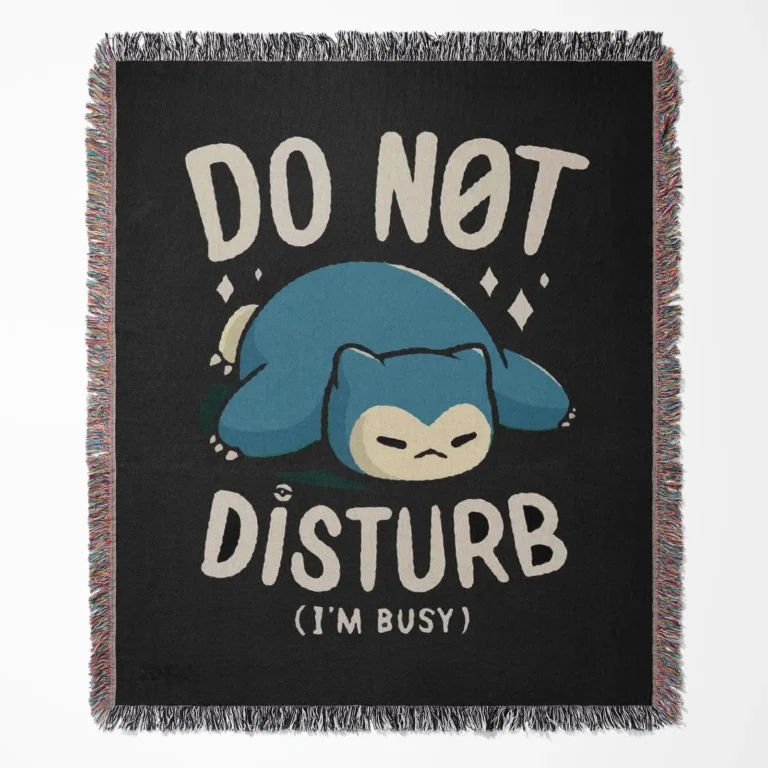 Snorlax woven tapestry throw blanket, relaxed wall art, cozy home and room decor, the perfect addition for fans of the lovable and lazy Pokémon.