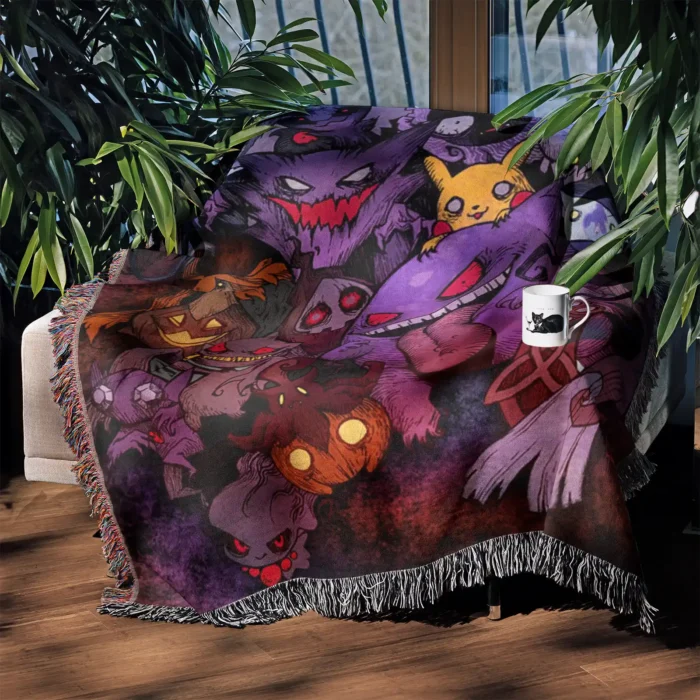 Gengar Woven Tapestry Throw Blanket – Spooky Wall Art, Cozy Room & Home Decor, Anime Throw - Image 3