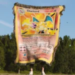 Charizard Card Woven Tapestry Throw Blanket – Fiery Wall Art, Room & Home Decor, Collector Gift - Image 4