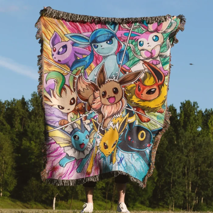 Eevee Woven Tapestry Throw Blanket – Adorable Wall Hanging, Room & Home Decor - Image 4