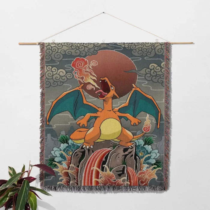 Charizard Woven Tapestry Throw Blanket – Bold Wall Art, Room & Home Decor, Cozy Throw - Image 2