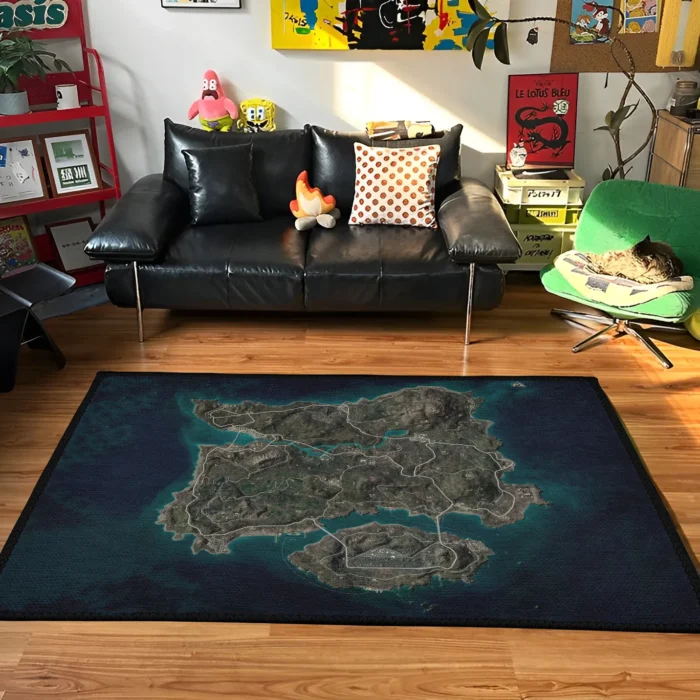 PUBG Erangel Map Rug – Tactical Rug for Game Room or Battleground Setup - Image 2