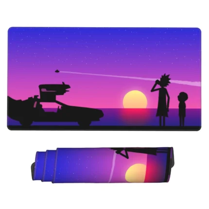 This Rick and Morty x Back to the Future mouse pad is a cool desk mat, ideal for gaming setups, otaku rooms, or fan spaces. A fun gift for collectors.