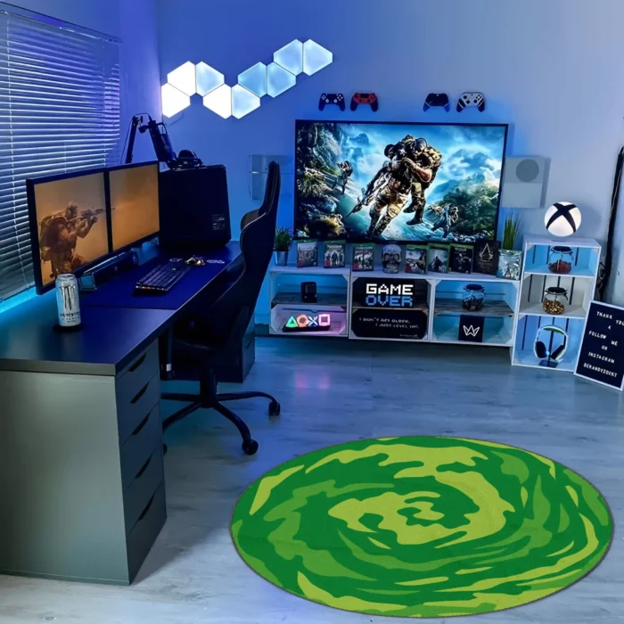 Portal Round Rug – Cool Sci-Fi Rug for Gamers or Multiverse Decor - Image 3