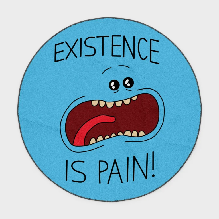 Step into the world of *Rick and Morty* with this Meeseeks round rug. Featuring the quirky character, this rug adds a unique and fun touch to your game room or as a collector's item for fans.