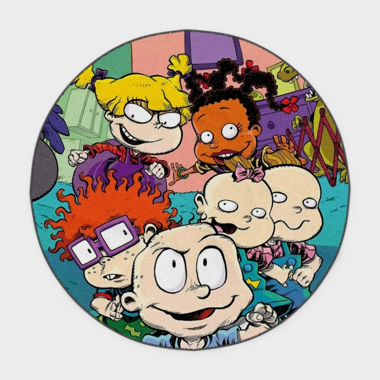 Bring the playful world of *Rugrats* into your space with this round rug. Perfect for kids' rooms or 90s nostalgia enthusiasts, it offers a fun and colorful way to relive the beloved cartoon era.