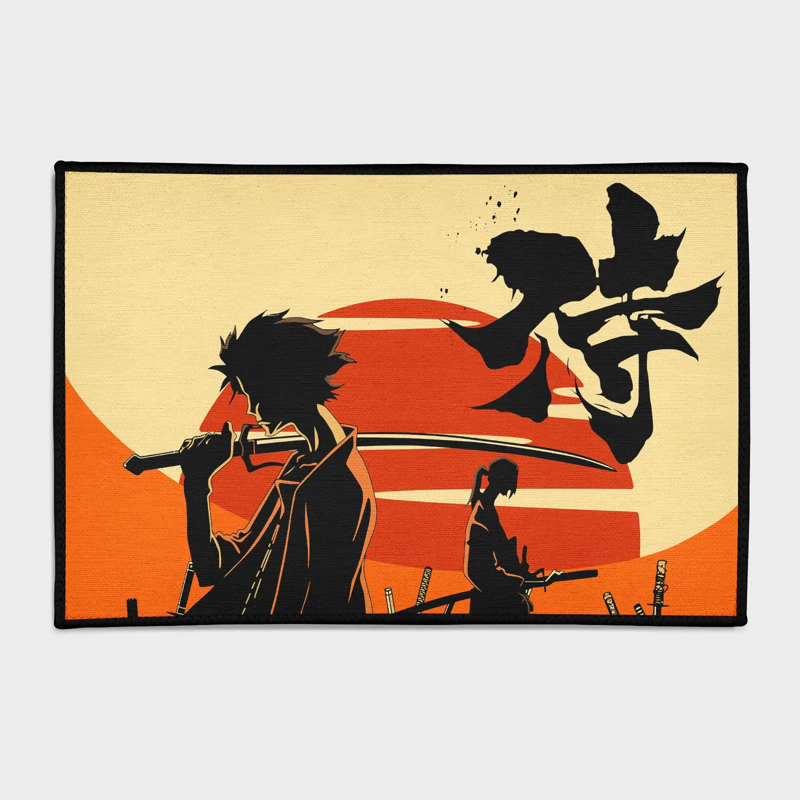 samurai-champloo-rug-h3-1 Step into the world of *Samurai Champloo* with this epic rug. Perfect for your gaming setup or bedroom decor, it adds a cool, stylish touch to your space.