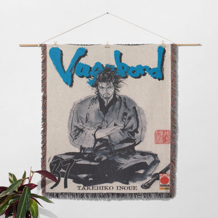 Samurai Manga Cover Anime Woven Tapestry Throw Blanket – Collectible Home Accent, Room & Wall Decor - Image 2