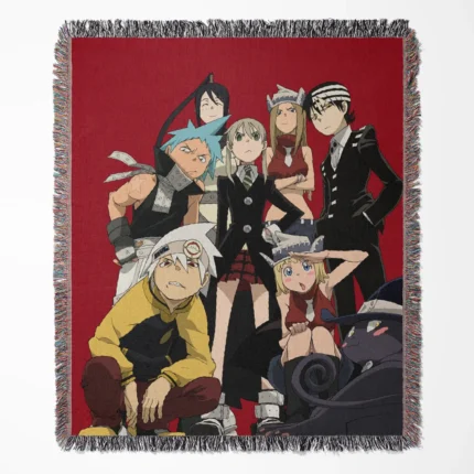 Soul Eater woven tapestry throw blanket, dark fantasy wall art, room & home decor, perfect as a must-have gift for fans of the Soul Eater series.