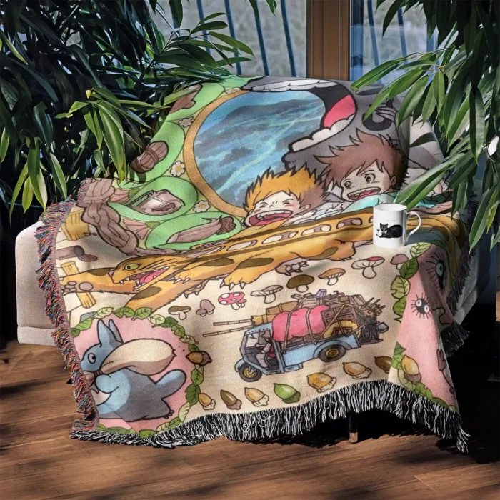 Totoro Woven Tapestry Throw Blanket – Collectible Wall Art, Room & Home Decor - Image 3