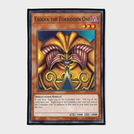 Step into the world of *Yu-Gi-Oh!* with this Exodia the Forbidden One rug. It’s a cool wall hanging and a unique gift for any fan of the legendary card.