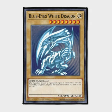 Bring the legendary *Blue Eyes White Dragon* into your space with this cool rug. Perfect for your game room or as a gift, it adds an iconic and powerful touch to your decor.