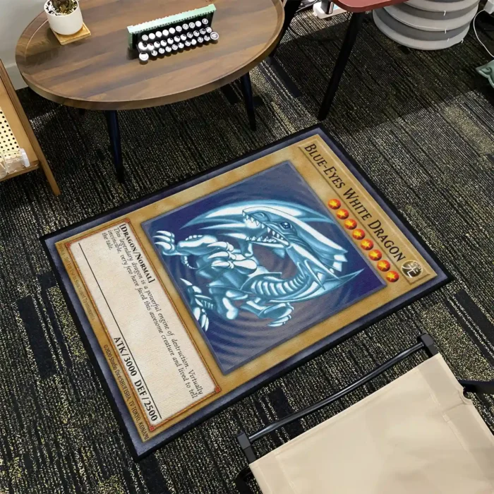 YGO Card Blue Eyes White Dragon Rug – Cool Rug for Game Room or Gift - Image 2