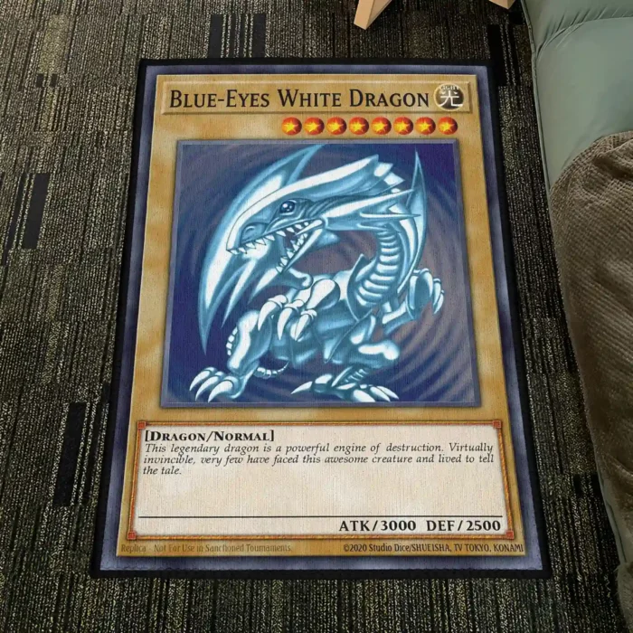 YGO Card Blue Eyes White Dragon Rug – Cool Rug for Game Room or Gift - Image 4