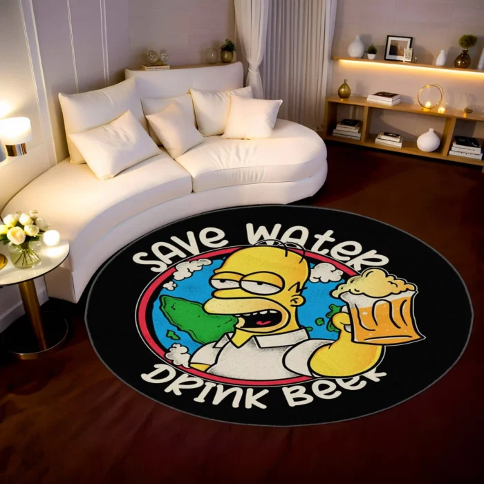 Homer Round Rug – Classic Cartoon Decor for Game Room or Fans - Image 2