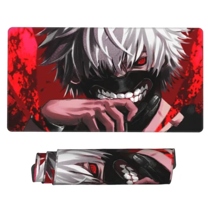 This Kaneki mouse pad is a stylish anime desk mat, perfect for gaming setups, otaku rooms, or anime fan decor. Great gift for Tokyo Ghoul lovers.