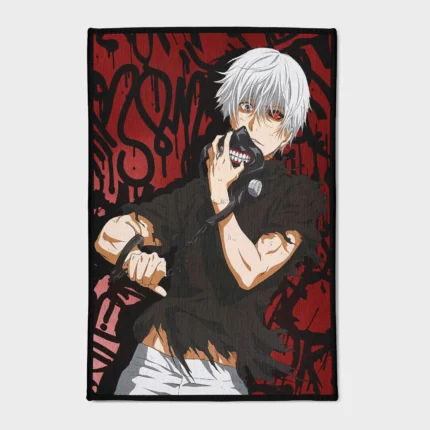 For fans of *Tokyo Ghoul*, this Ken Kaneki rug is a cool addition to any boys' gaming room. It adds a fierce and dark touch to your space, perfect as a gift for fans.