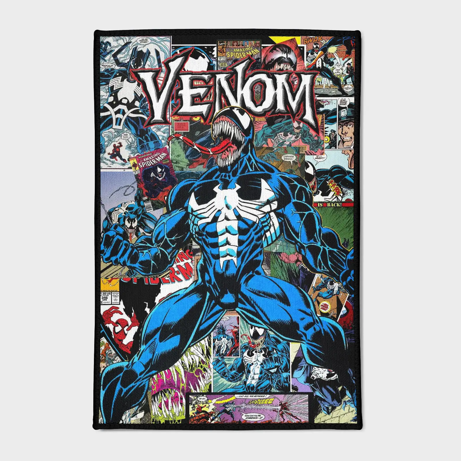 venom-rug-s4-1 For fans of the anti-hero *Venom*, this comic cover rug is the perfect decor piece. Stylish and bold, it’s great for gifts or fan spaces, adding an edgy and cool vibe to any room.
