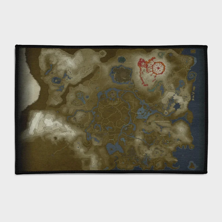 Explore the world of *Tears of the Kingdom* with this stunning map rug. Perfect for gaming rooms or any *Zelda* fan's space, it brings the vast and magical kingdom to life, offering both an epic decorative piece and functional rug for your home.