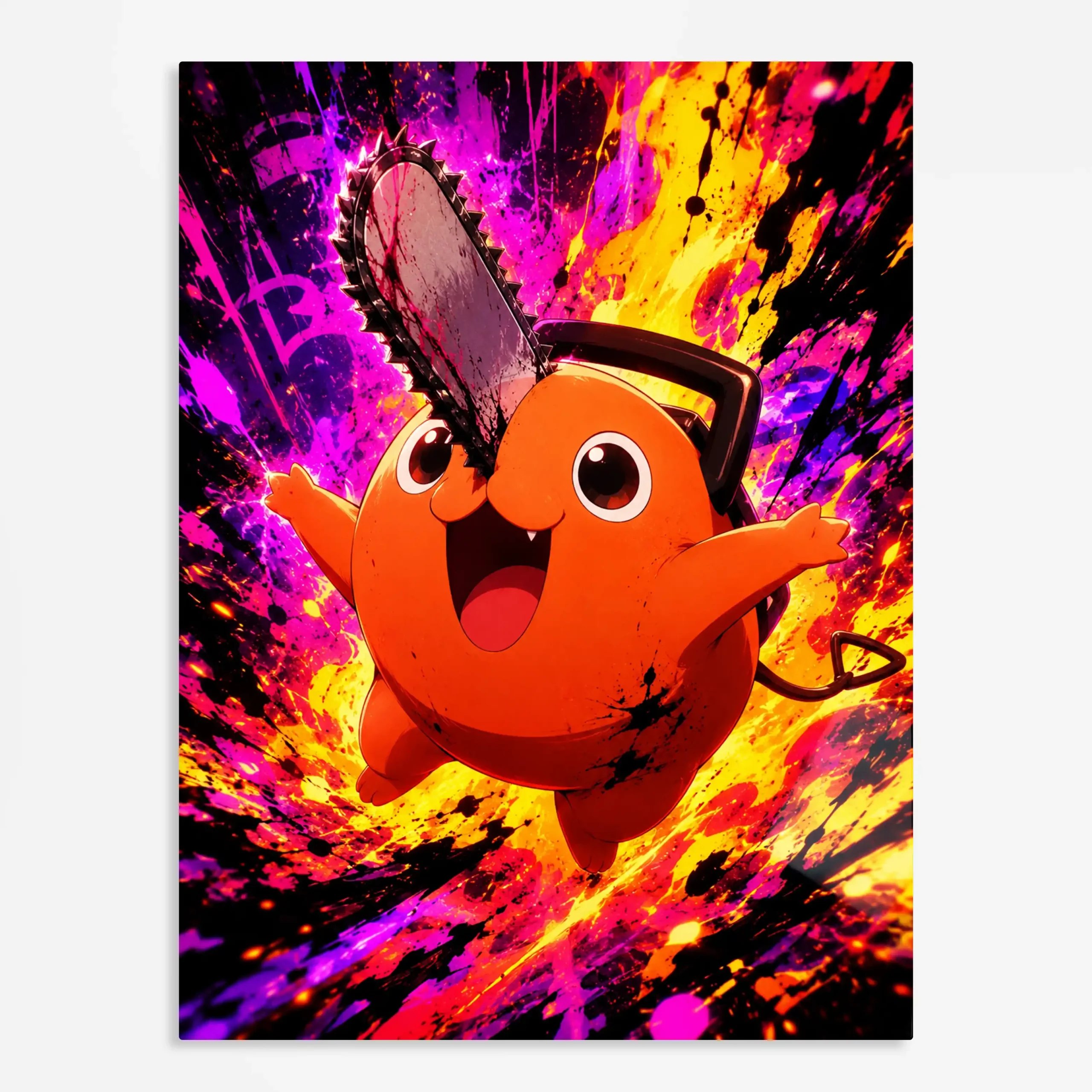 anime metal poster (21) s1 Anime Metal Poster Wall Art
Decor - Cute Chainsaw Pet - Image 1