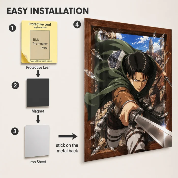 AOT Levi Ackerman Metal Poster Wall
  Decor - B - Image 2