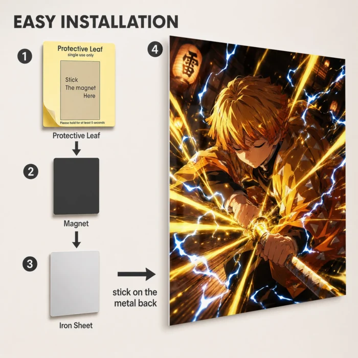 Slayer Zenitsu Metal Poster Wall Decor -
  A - Image 2