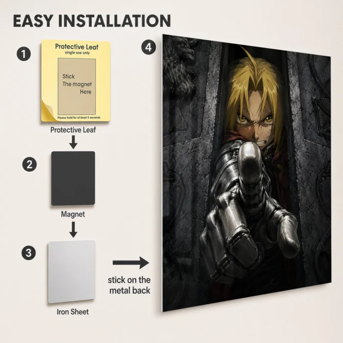 FMA Edward Elric Metal Poster Wall Decor
  - A - Image 2