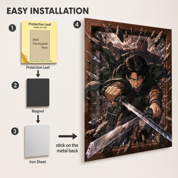 AOT Levi Ackerman Metal Poster Wall
  Decor - C - Image 2