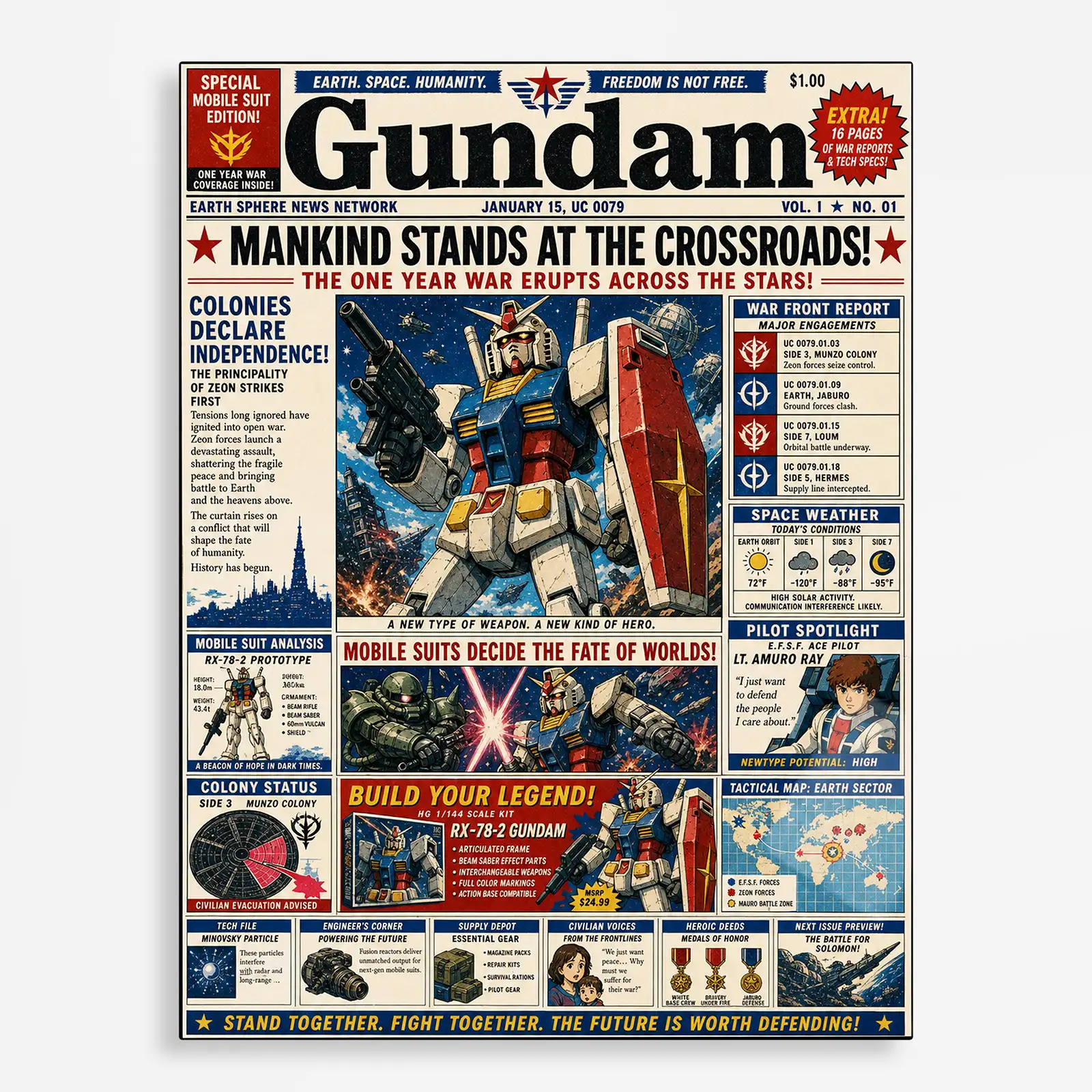 anime metal poster (160) s1 Mecha War Newspaper Metal Poster Wall
Decor - Image 1