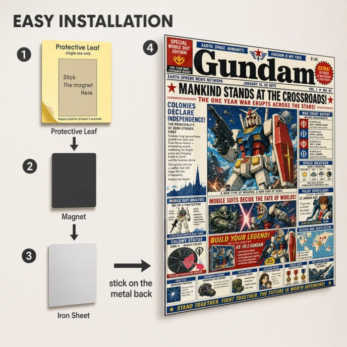 Mecha War Newspaper Metal Poster Wall
  Decor - Image 2