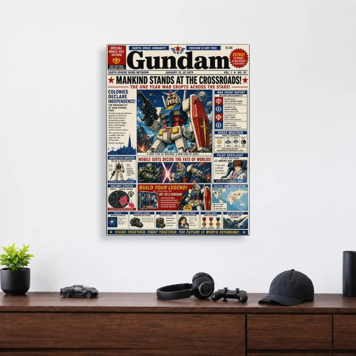 Mecha War Newspaper Metal Poster Wall
  Decor - Image 3