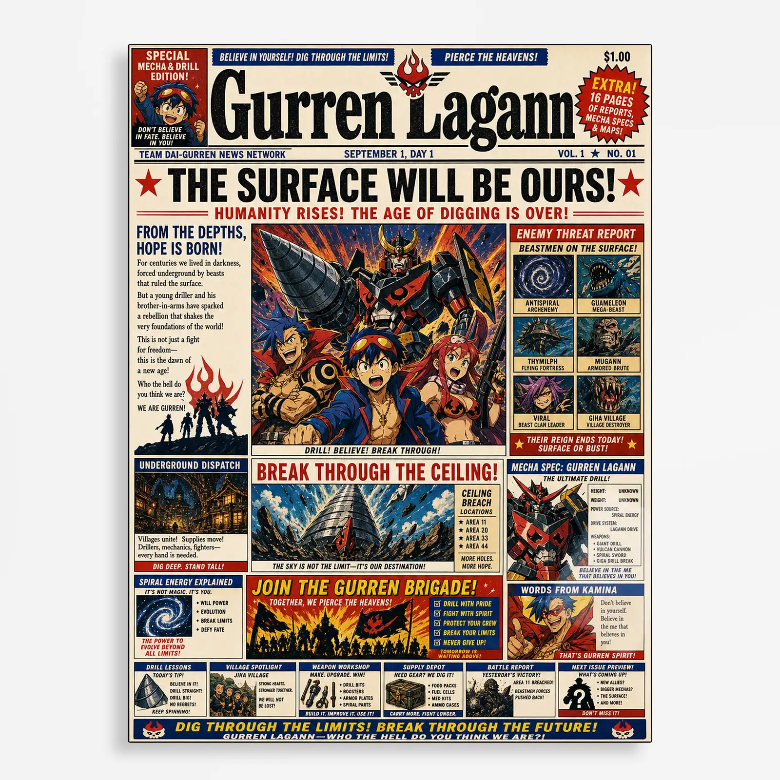 anime metal poster (173) s1 Gurren Metal Poster Wall Decor - I - Image 1