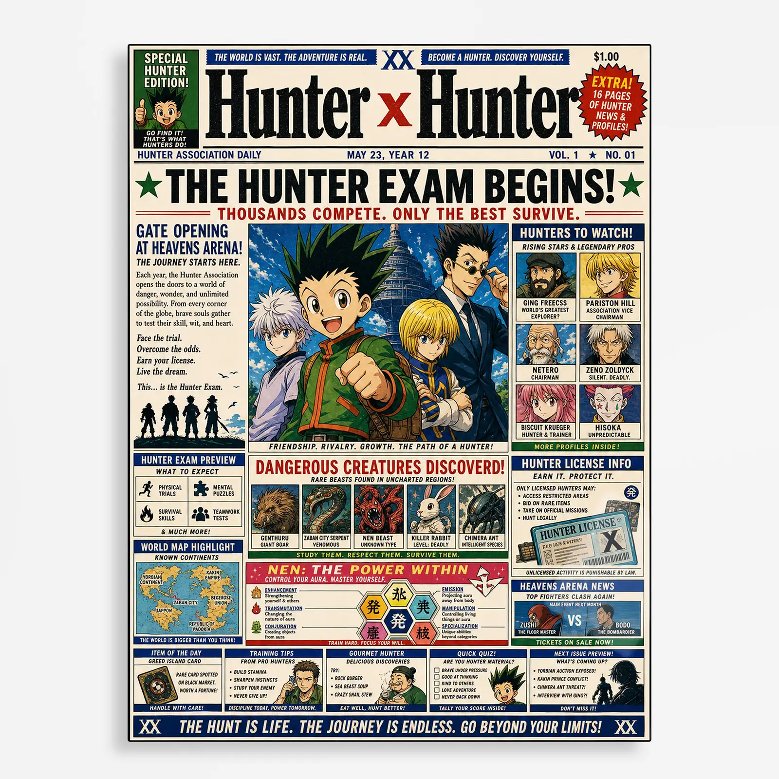 anime metal poster (191) s1 HXH Newspaper Metal Poster Wall Decor - Image 1